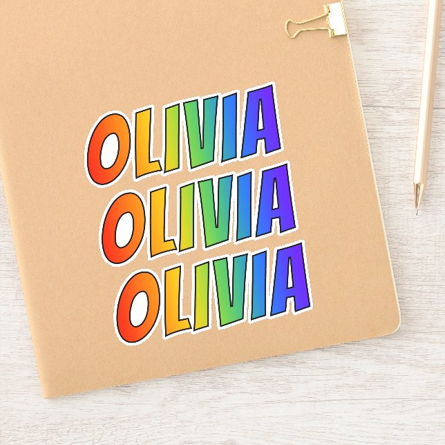 Adesivo Nome próprio "OLIVIA" c/ Corante Arco-Íris Diverti (Notebook)
