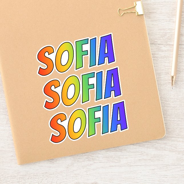 Adesivo Nome próprio "SOFIA" com Coloração do Arco-Íris Di (Notebook)