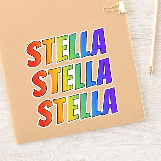Adesivo Nome próprio "STELLA" com cor divertida do arco-ír (Notebook)
