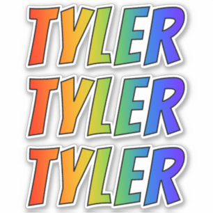 Adesivo Nome próprio "TYLER" com Coloração do Arco-Íris Di