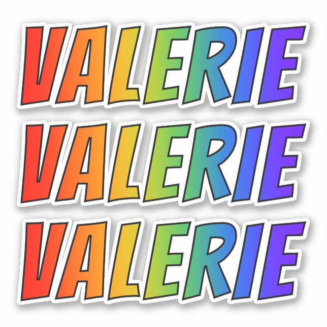 Adesivo Nome próprio "VALERIE" com Cor do Arco-Íris Divert (Frente)