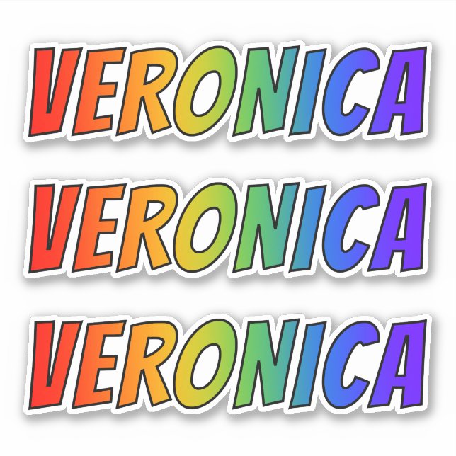 Adesivo Nome próprio "VERONICA" com cor divertida do arco- (Frente)