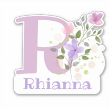 Nome Rhianna mais Inicial com Desenho Floral