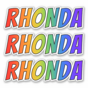 Adesivo Nome "RHONDA" com coloração do arco-íris do