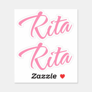 Adesivo Nome Rita cursivo cor-de-rosa x2