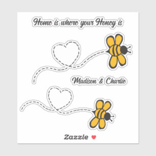 Adesivo Nome(s) Personalizado(s) e Texto Feliz Abelhas de