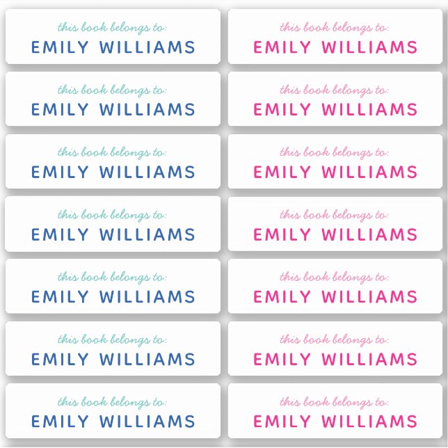 Adesivo Nome Simples do Nameplate de Livro (Frente)