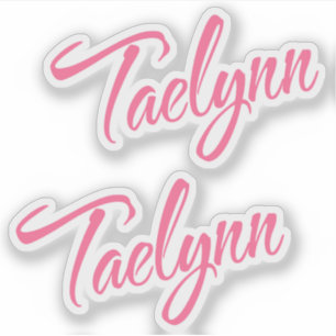 Adesivo Nome Taelynn cursivo cor-de-rosa x2