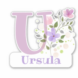 Adesivo Nome Ursula & Inicial com Desenho Floral
