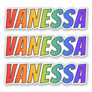 Adesivo Nome "VANESSA" com coloração do arco-íris do