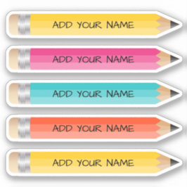 Adesivo Nome Vibrante Pêncil Sticker Custom-Cut Vinil