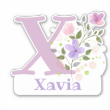 Nome Xavia mais Inicial com Floral Design