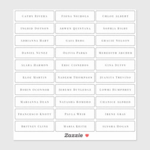 Adesivo Nomes clássicos de convidados simples e elegantes