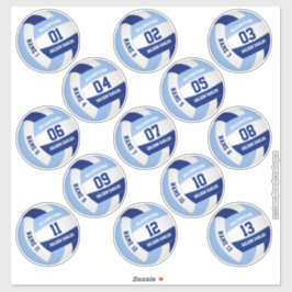 Adesivo Nomes de 13 jogadores de peças de voleibol branco 