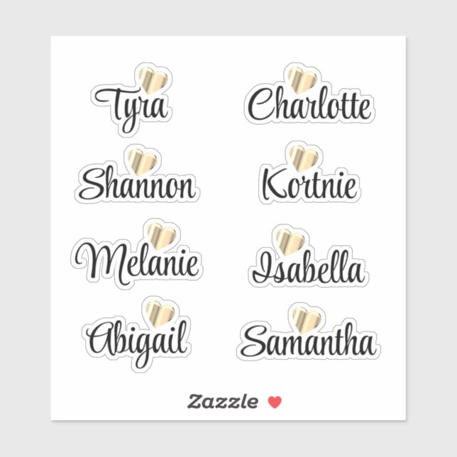 Adesivo Nomes de Bridesmaid de Vinil Decal Personalizados (Folha)