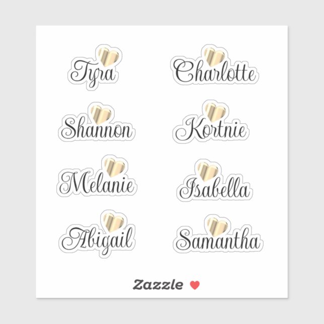 Adesivo Nomes de Bridesmaid de Vinil Decal Personalizados (Folha)