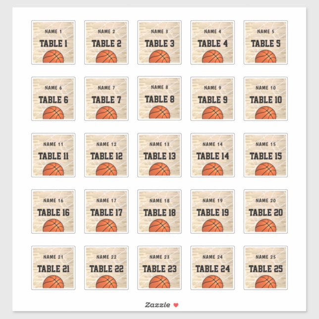 Adesivo Nomes de Convidado de Basquete 2" (Folha)