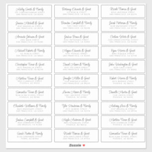 Adesivo Nomes de Convidado de Casamento Endereço Simples d