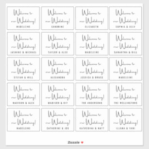 Adesivo Nomes de Convidado de Casamento Personalizado Whit