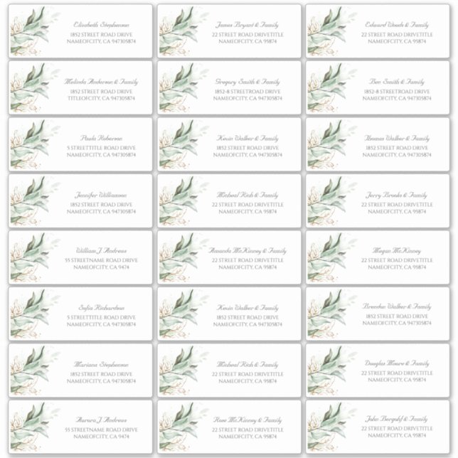 Adesivo Nomes de Convidado de Folhas Douradas - Gerência V (Frente)