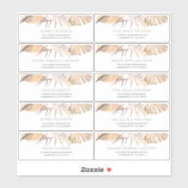 Adesivo Nomes de Convidado de Folhas Secas Tropicais Etiqu