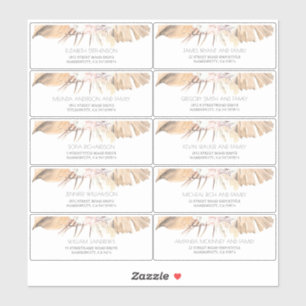 Adesivo Nomes de Convidado de Folhas Secas Tropicais Etiqu