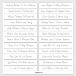 Adesivo Nomes de Convidado de Script Manuscrito Branco