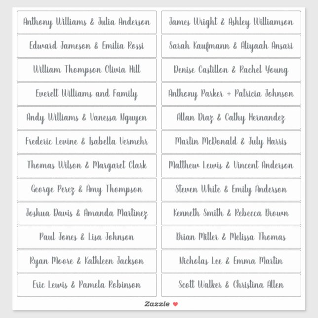 Adesivo Nomes de Convidado para Caligrafia Branco (Folha)