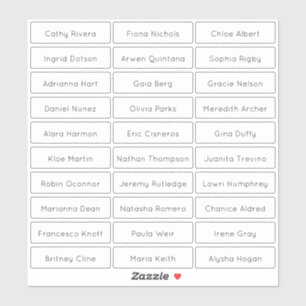 Adesivo Nomes de convidados modernos e transparentes 
