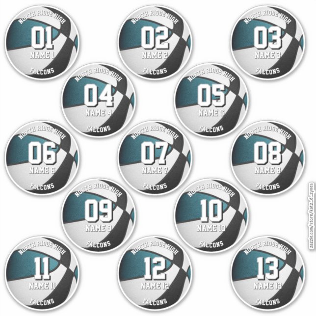 Adesivo nomes de jogadores de teal black basquetebol perso (Frente)