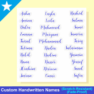 Adesivo Nomes do Elegante 30   Script de caligrafia azul