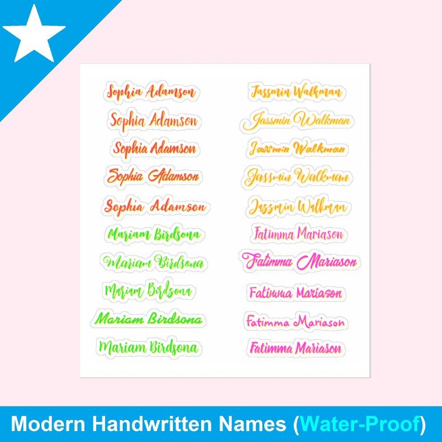 Adesivo Nomes Elegantes de Script 20pcs para Raparigas, No (personalized last name decals, custom vinyl name stickers, trendy girly labels, calligraphy name)