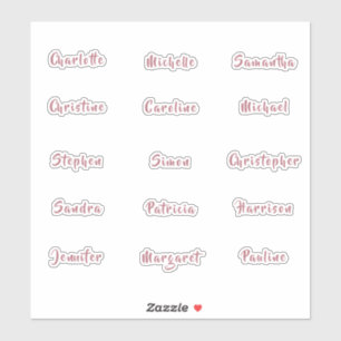 Adesivo Nomes Individuais Elegante Caligrafia Rosa Dourada