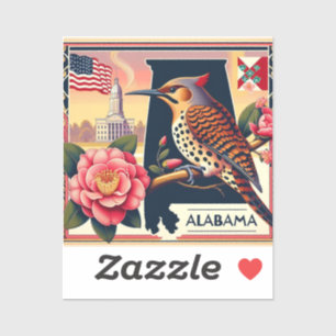 Adesivo Norte do Alabama Flicker Bird & Camellia Flower