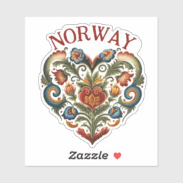 Adesivo Noruega Rosemaling Folk Art Heart Sticker