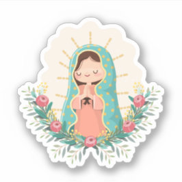 Adesivo Nossa Senhora de Guadalupe com flores no estilo Ka