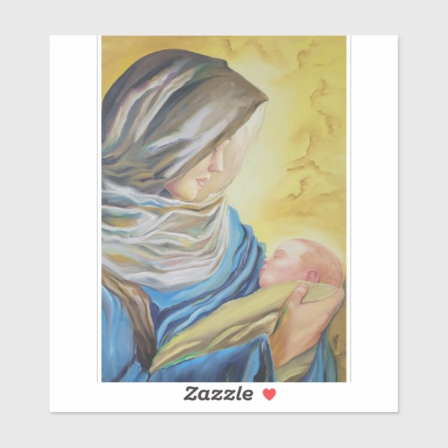 Adesivo Nossa Senhora do Silêncio segurando Jesus bebê (Folha)