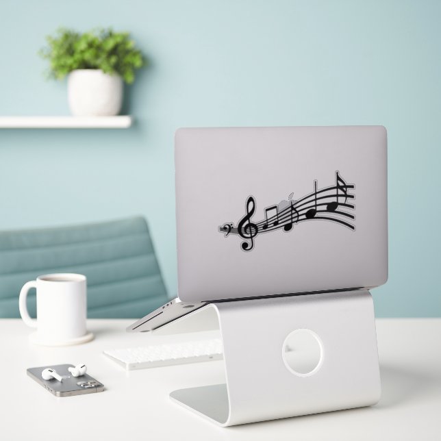 Adesivo Notas de música (Laptop na mesa)