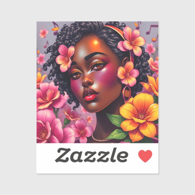 Adesivo Notas Musicais bonito das Flores Rosa (Folha)