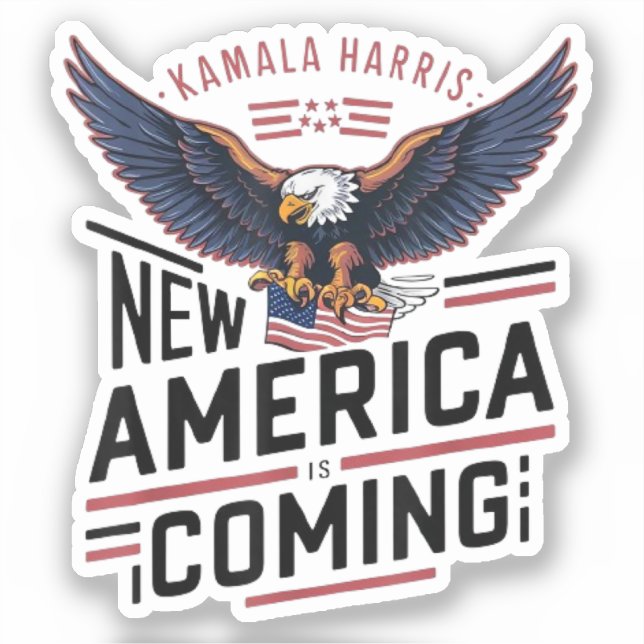 Adesivo Nova América Está Chegando Kamala Harris 2024 Pres (Frente)