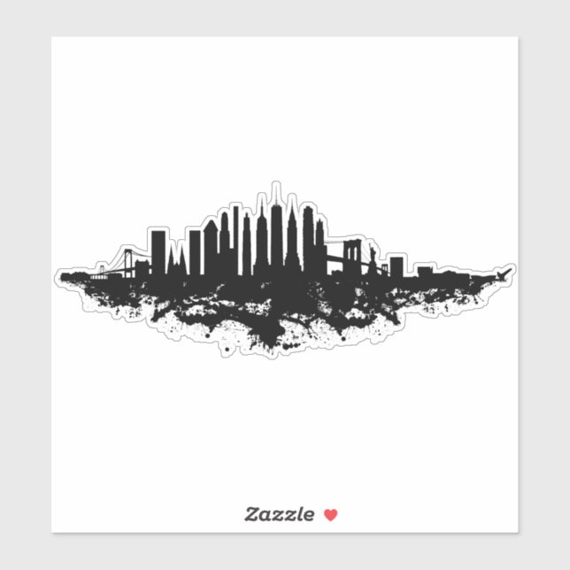 Adesivo Nova York Skyline Watercolor Black and White (Folha)