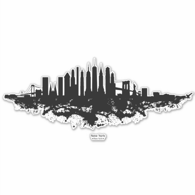 Adesivo Nova York Skyline Watercolor Black and White (Frente)