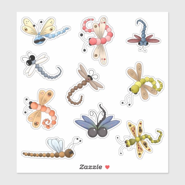 Adesivo Nove Dragonflies Coloridos Vinil (Folha)