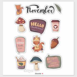 Adesivo November Sticker Sheet - Squirrels & Cozy Moments