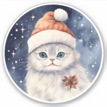 Noverno Fluffy White Christmas Cat