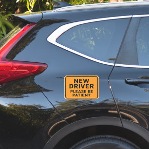 Adesivo Novo Motorista - Por Favor Seja Paciente Laranja F