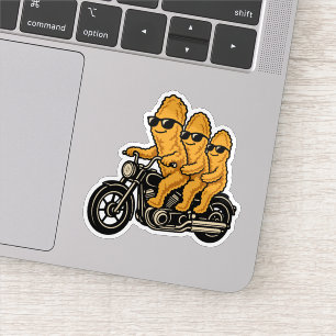 Adesivo Nuggets de Frango Engraçados Andando de Motociclet