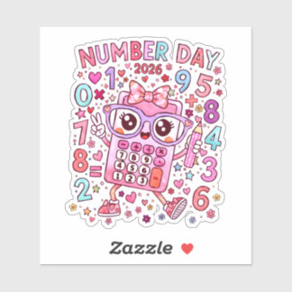 Adesivo Number Day 2026 Cute Maths Sticker for Kids