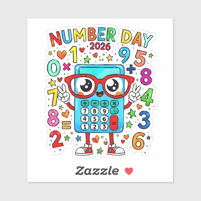 Adesivo Number Day 2026 Cute Numbers Sticker for Kids (Folha)