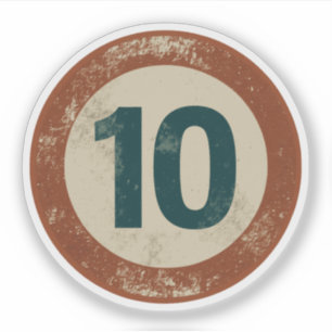 Adesivo Número 10 Vintage Desgastado
